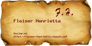 Fleiser Henrietta névjegykártya